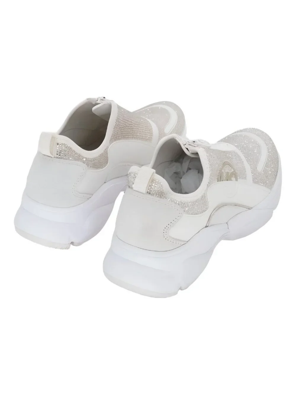 Michael Kors Sami Zip Trainer Sneakers Cream Sparkle Womens 7M - Picture 3 of 6